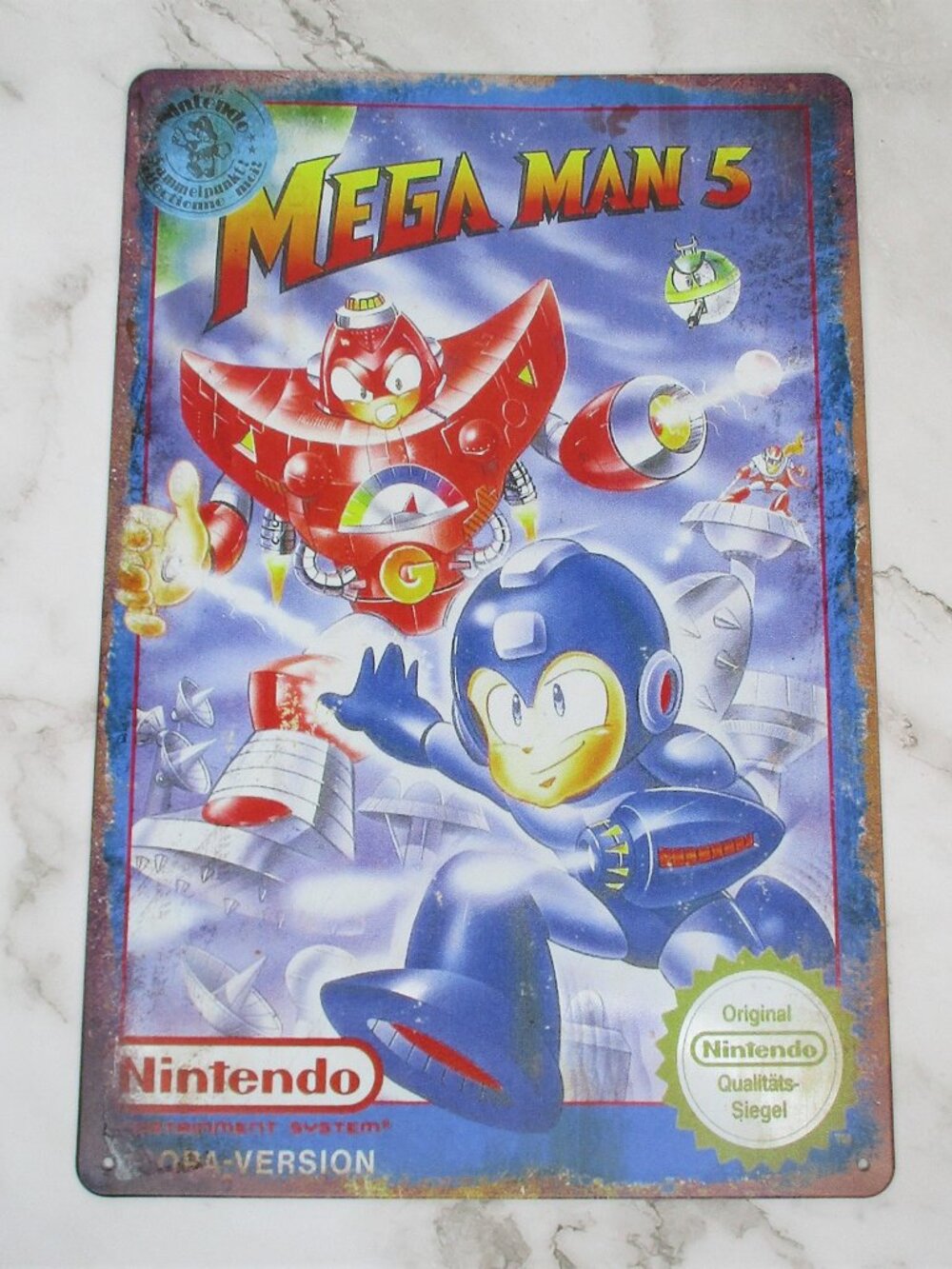 Mega Man 5 Tin Sign Retro Style Metal Poster Wall Art Nintendo